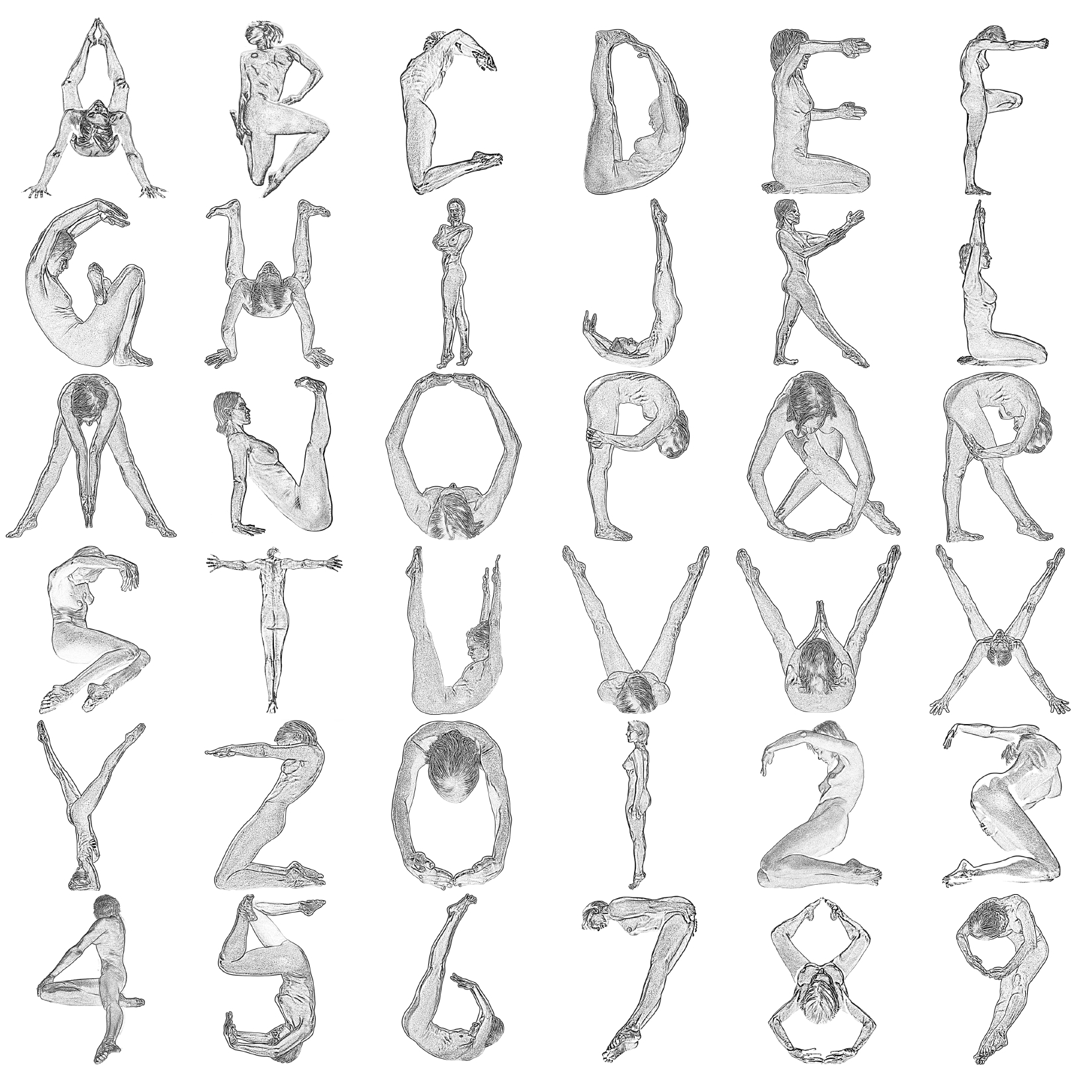 Human Alphabet fine Art Print 01