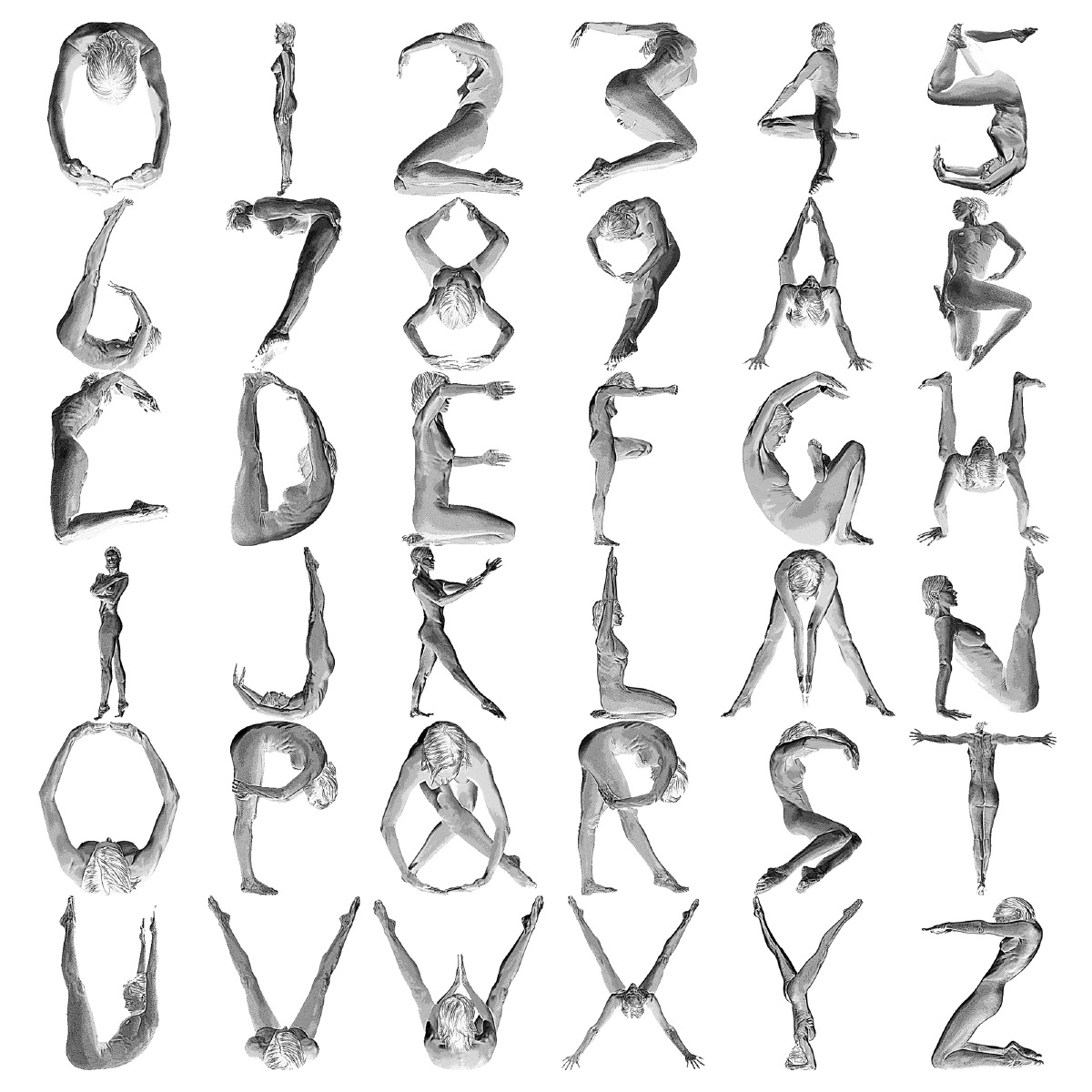 Human Alphabet Font Images (all 3 variations) - Human Font